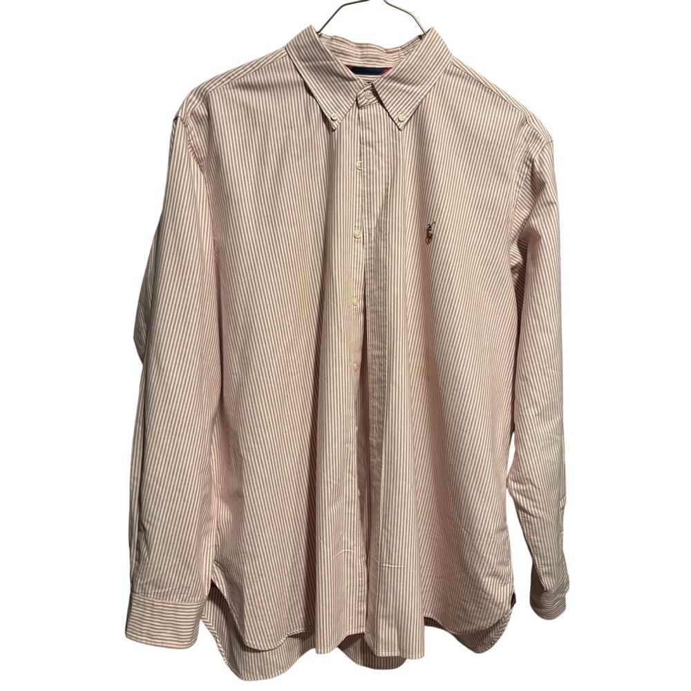 POLO Ralph Lauren Pink Stripe Button Down Shirt Long Sleeve Classic Fit Size XXL